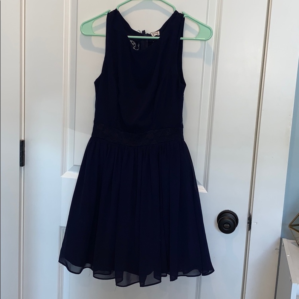 Navy blue homecoming dress with lace back